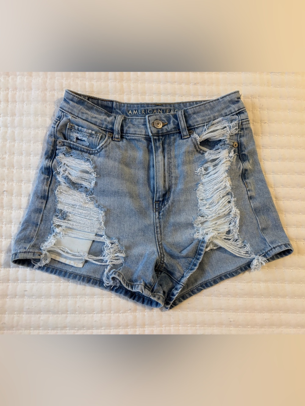 American Eagle Outfitters Light Blue Ripped mom shorts